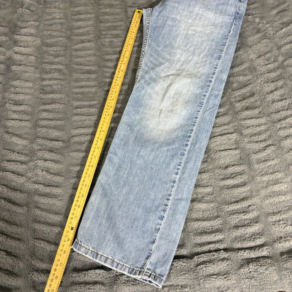 Levis 505 Regular Fit Jeans Mens 34x32 Light Wash Blue Straight Leg Denim AR122